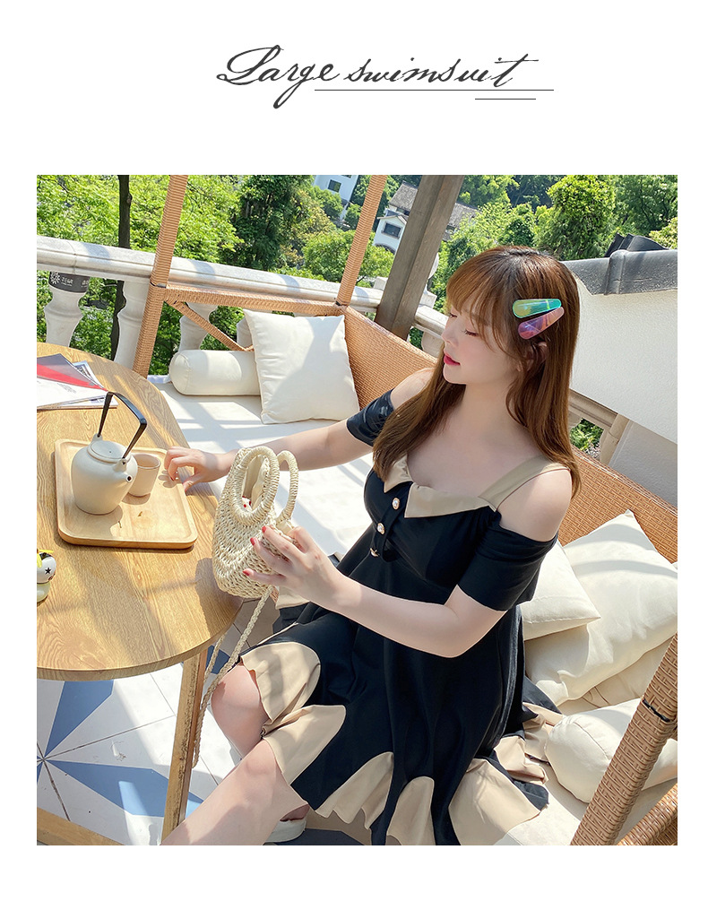 ชุดว่ายน้ำคนอ้วน 5xl พร้อมส่ง: ชุดเที่ยวทะเลไซส์ใหญ่สีดำเว้าไหล่ มีกางเกงขาสั้นใส่ด้านใน แบบสวยน่ารักมากๆจ้า:รอบอก42-52นิ้ว เอว34-44นิ้ว สะโพก40-52นิ้ว