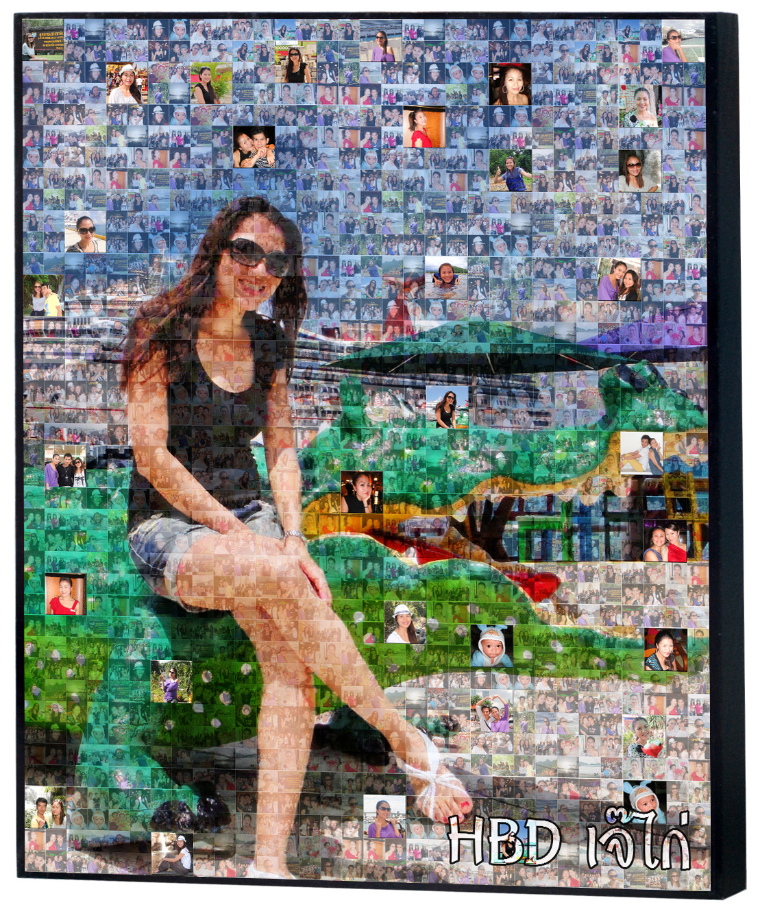 ของขวัญให้คนรัก Mosaic Photo ขนาด24x32 นิ้ว กรอบลอยด้าน