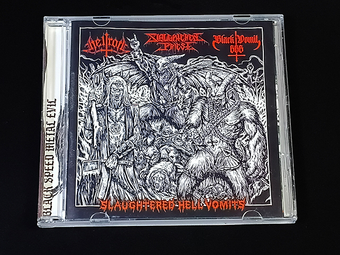 SLAUGHTER PRIEST/HELLROT/BLACK VOMIT 666 'Slaughtered Hell Vomit' CD