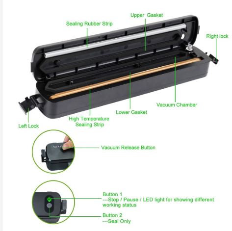 เครื่องซีลสูญญากาศ ปิดปากถุง Vacuum Sealer XINBAOLONG รุ่น LP-11 (ใช้กับถุงแวคคั่มลายนูน)