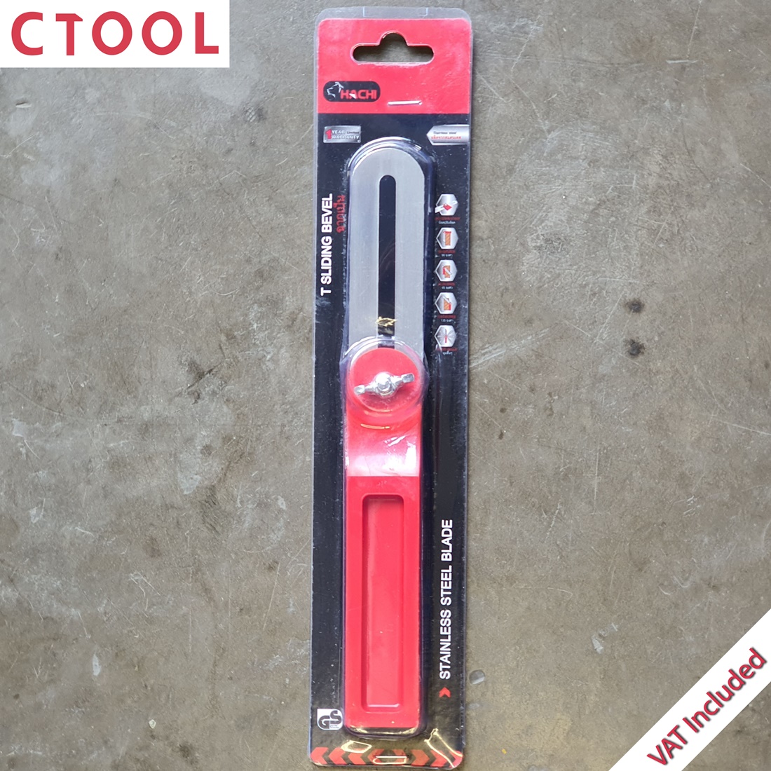 ฉากเป็น 9 นิ้ว ฉากปรับองศา (9") ฮาชิ Hachi ด้ามแดง แผงสีดำแดง ของแท้100% - Authentic T-Sliding Bevel - ซีทูล Ctoolhardware