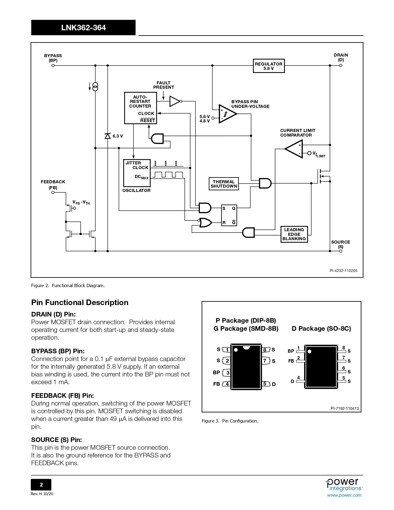 IC LNK364PN Power Integrations AC-DC Converter Low Power Off-Line Switcher EcoSmart, Output power 9W at 230VAC ไอซี DIP-7