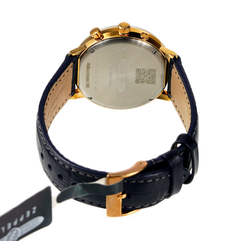 Zeppelin 7039-3 นาฬิกาผู้ชาย LZ129 Moon Phase Quartz Men's Watch Made In Germany