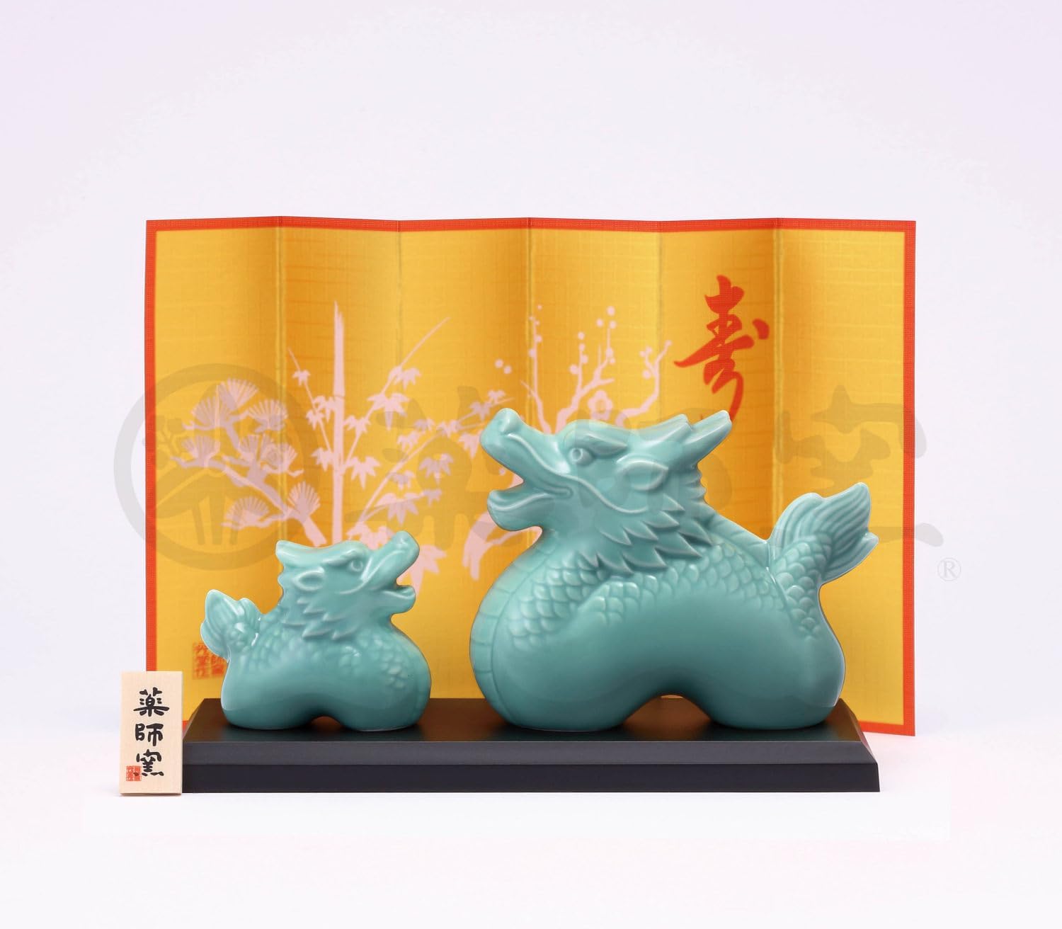 [PRE-ORDER] มังกรคู่ ศิลาดล เสริมดวง ของมงคลญี่ปุ่น เสริมโชคลาภ ฮวงจุ้ยโต๊ะทำงาน นำเข้าจากญี่ปุ่น Celadon Dragon