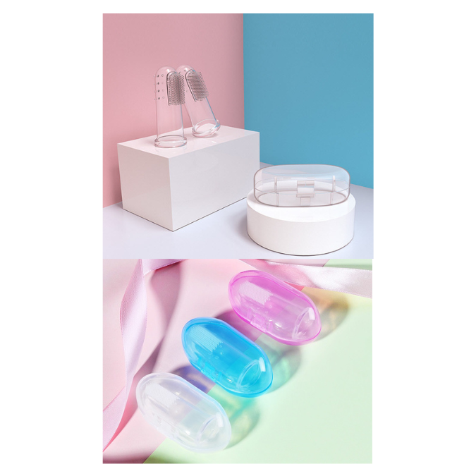แปรงซิลิโคนสวมนิ้ว มีกล่องเก็บกันฝุ่น Finger Toothbrush แปรงสีฟันปลอกนิ้ว