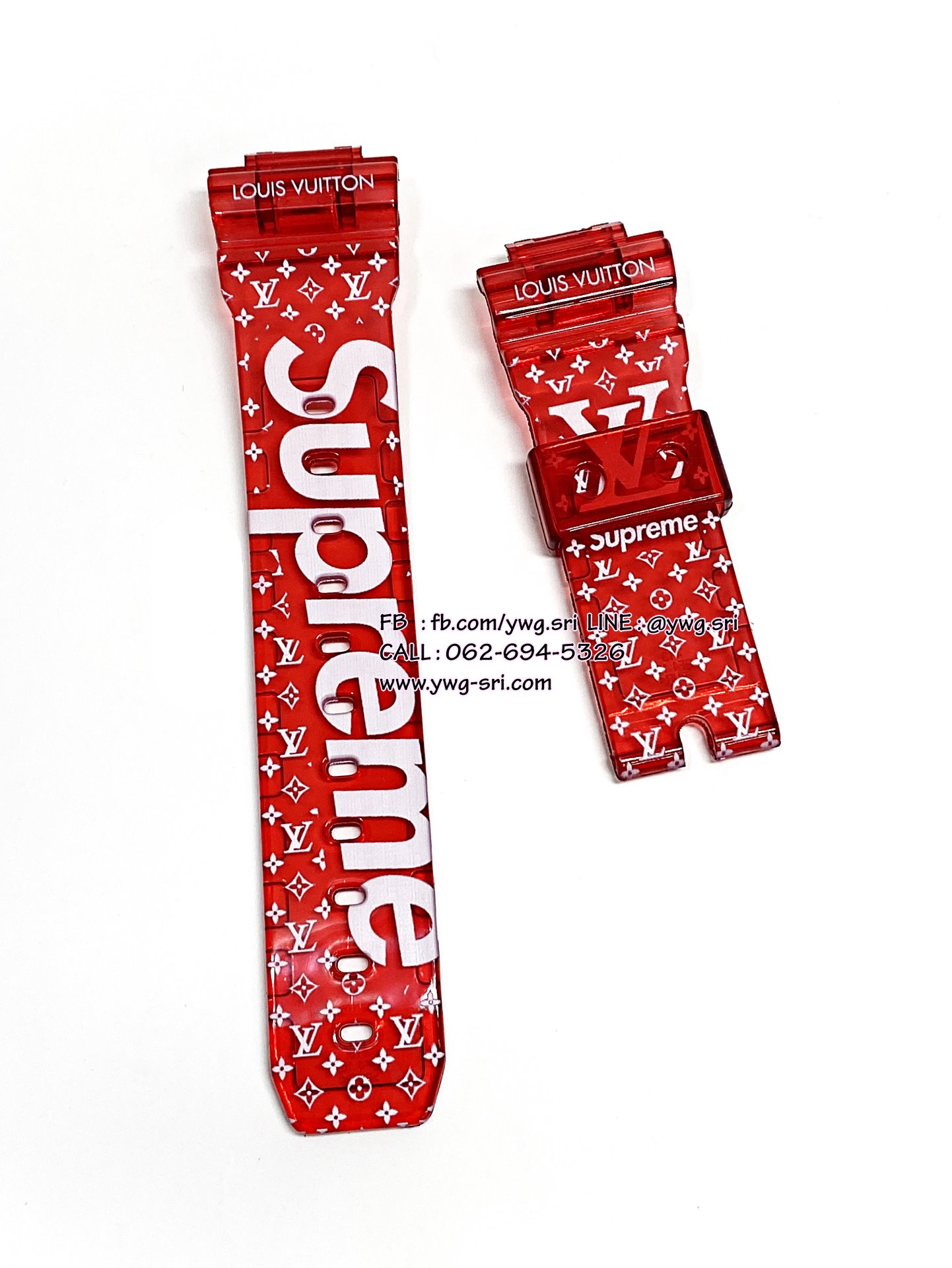 กรอบสาย G-SHOCK สีแดงใส สกรีนลาย Supreme ใส่ได้รับรุ่น DW-6900