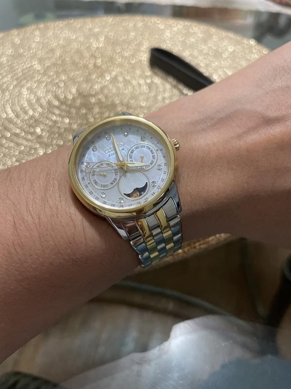 Citizen FD0004-51D นาฬิกาผู้หญิง Eco-Drive Calendrier Moon Phase Women's Watch