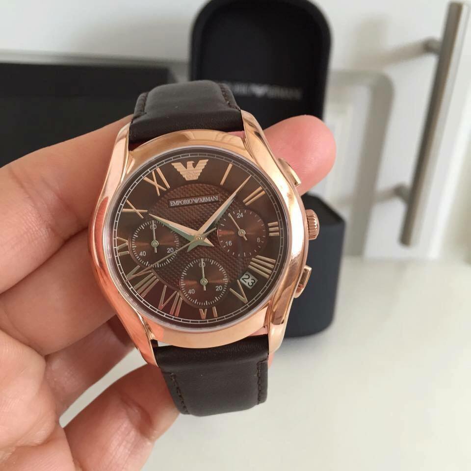 นาฬิกาข้อมือ Armani AR1707 Classic Analog Display Analog Quartz Brown Watch สี Rose Gold 38 mm ของแท้