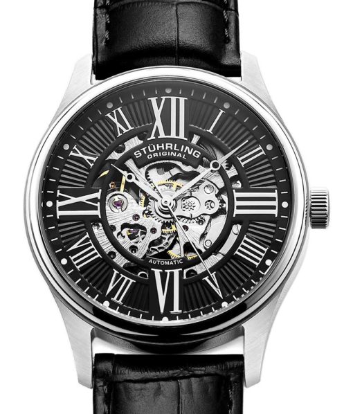 Stuhrling Original 747.02 นาฬิกาผู้ชาย Stuhrling Original รุ่น 747.02, Atrium Automatic Skeleton Leather Strap Men's Watch