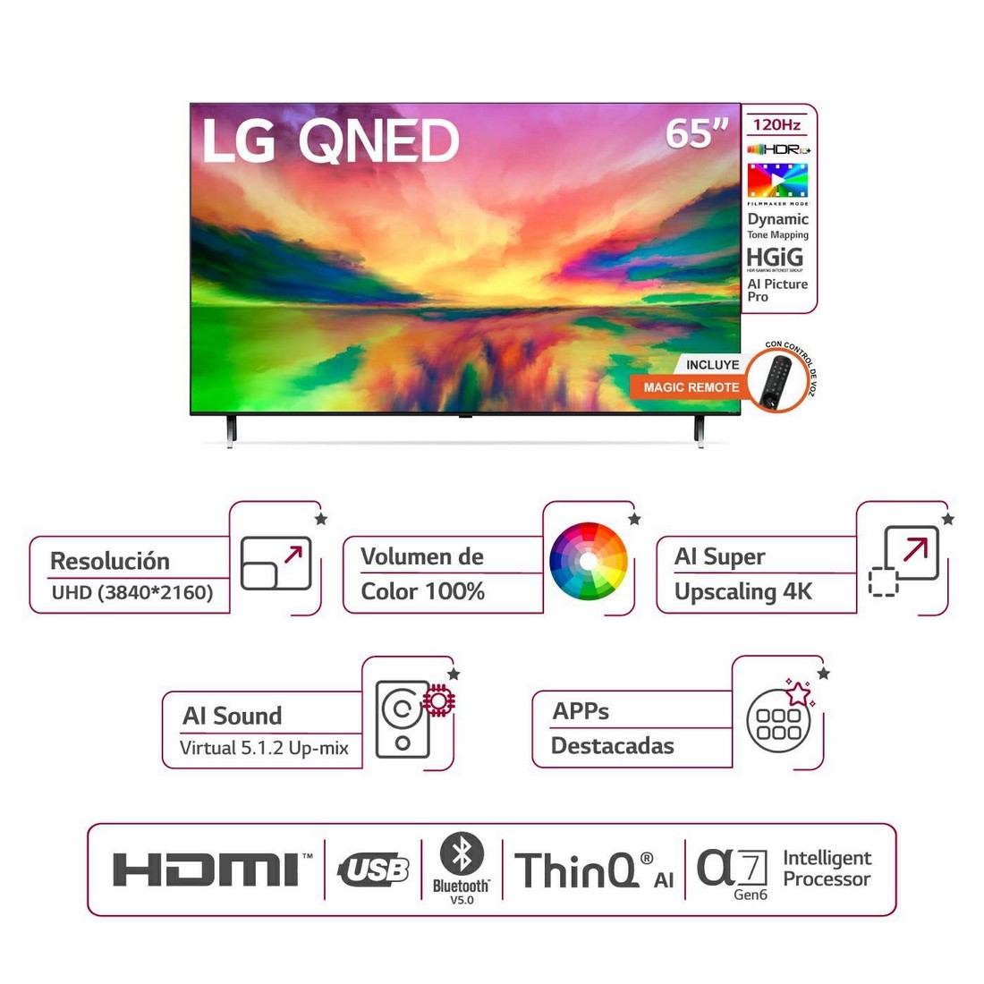[ผ่อน0%] LG 65 นิ้ว 65QNED80SRA QNED 4K Smart TV Quantum Dot NanoCell α7 AI Processor 4K Gen6 LG ThinQ AI (ชลบุรีส่งฟรี)