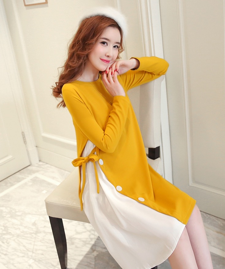 ชุดคลุมท้องแขนยาว ผ้ามอสเครป เนื้อหนาและนิ่มใส่สบาย มีเชือกปรับขนาดครรภ์ M L XL XXL