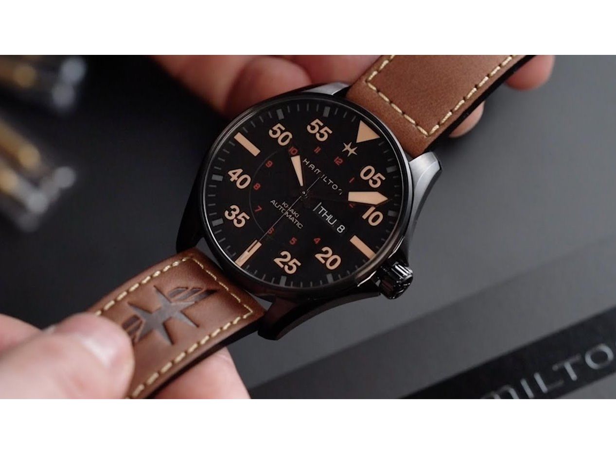 Hamilton H64705531 นาฬิกาผู้ชาย KHAKI AVIATION PILOT DAY DATE AUTO Men's Watch