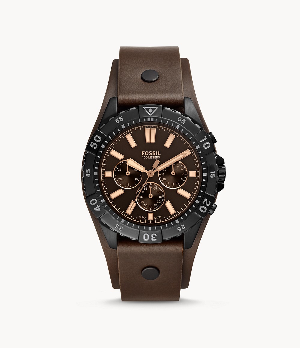 Fossil FS5626 นาฬิกาผู้ชาย Garrett Chronograph Brown Leather Quartz Men's Watch