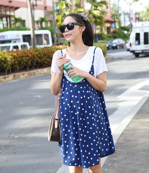 เอี๊ยมกระโปรงคนท้อง+เสื้อ น่ารักส่ดใส ผ้านิ่มเบาสบาย ฟรีไซส์