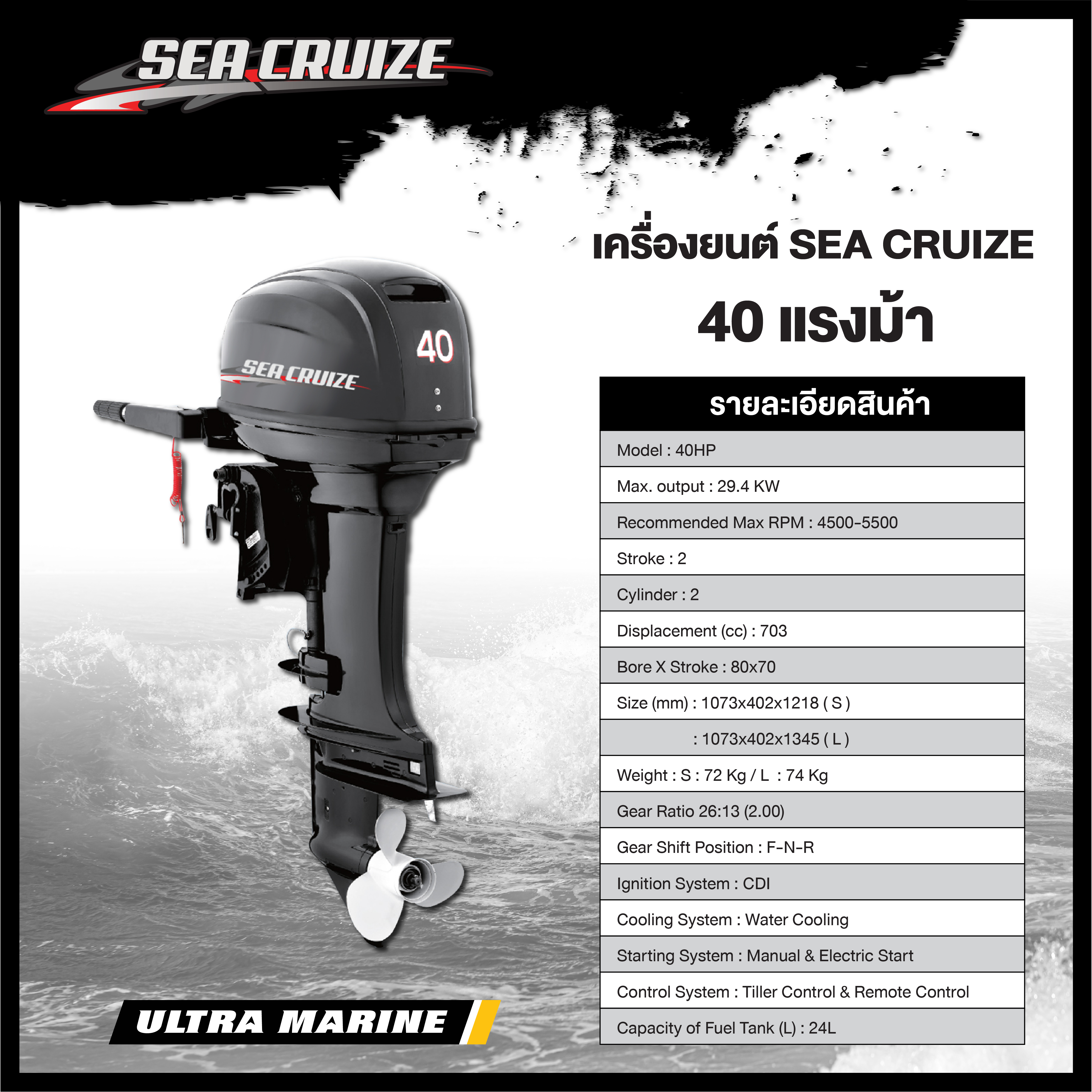 เครื่องยนต์ Sea Cruize 40 แรงม้า