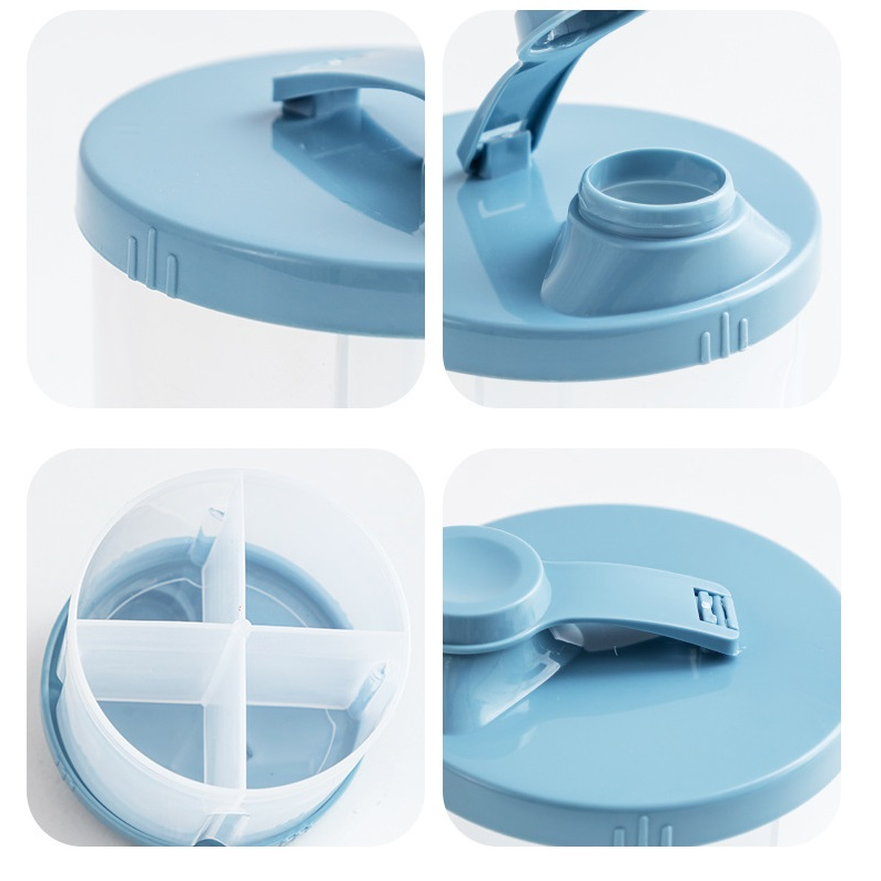 กล่องนมผงพกพา สี่ช่อง หมุนได้ กล่องเก็บอาหารเสริม