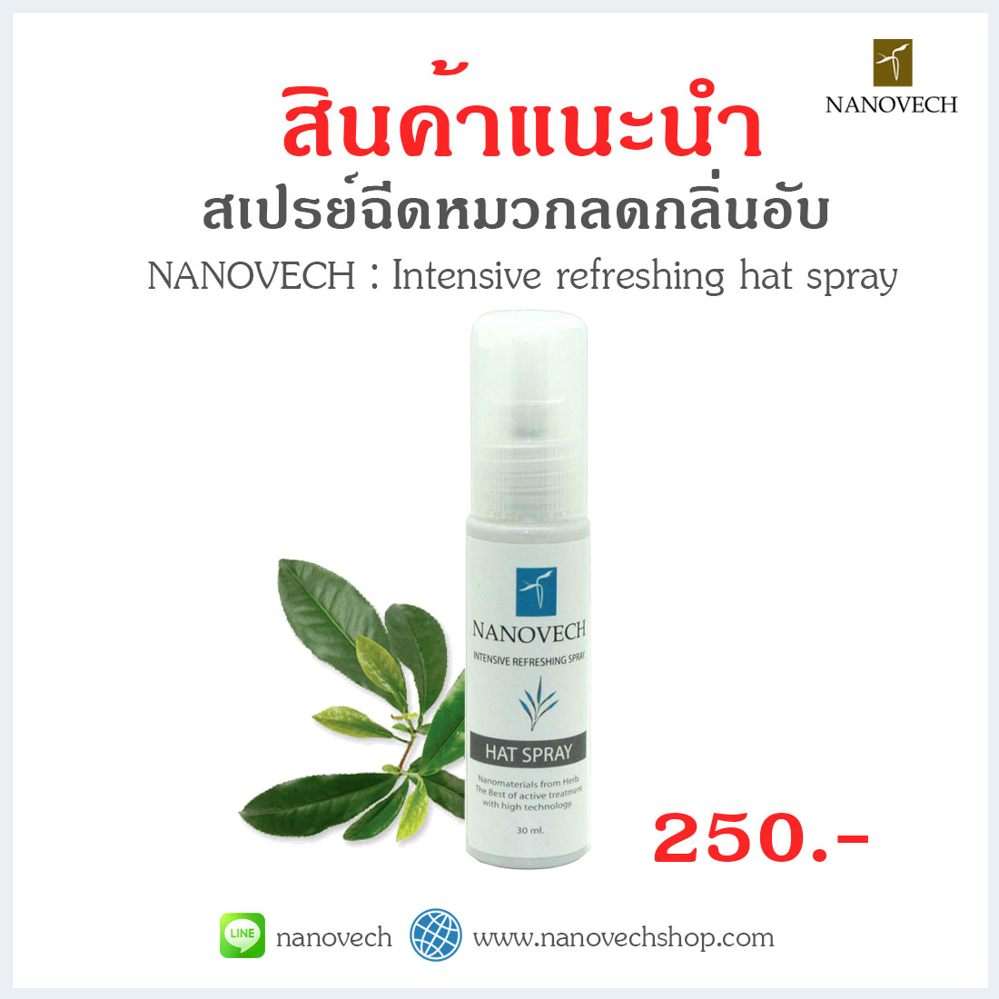 INTENSIVE REFRESHING HAT SPRAY : สเปรย์ฉีดหมวก ระงับเชื้อรา