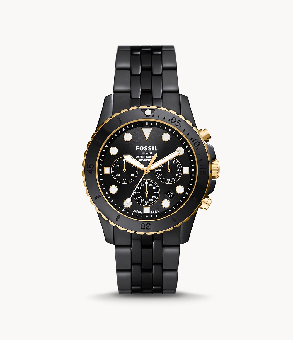 Fossil CE5024 นาฬิกาผู้ชาย FB-01 Chronograph Black Ceramic Quartz Quartz Men's Watch