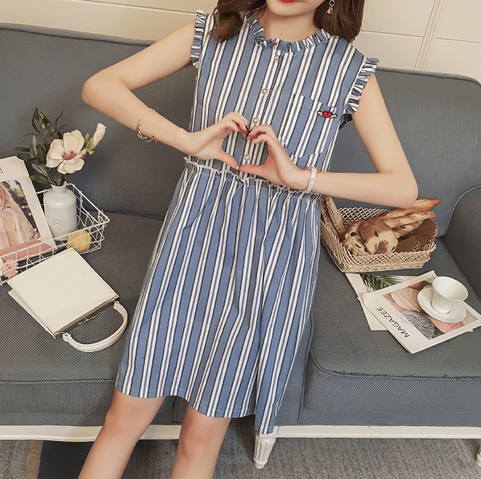 ชุดคลุมท้อง แขนกุด กระดุมเปิดให้นมได้ ลายสวย ผ้าเนื้อดี มาพร้อมเข็มกลัดหัวใจ M,L,XL,XXL