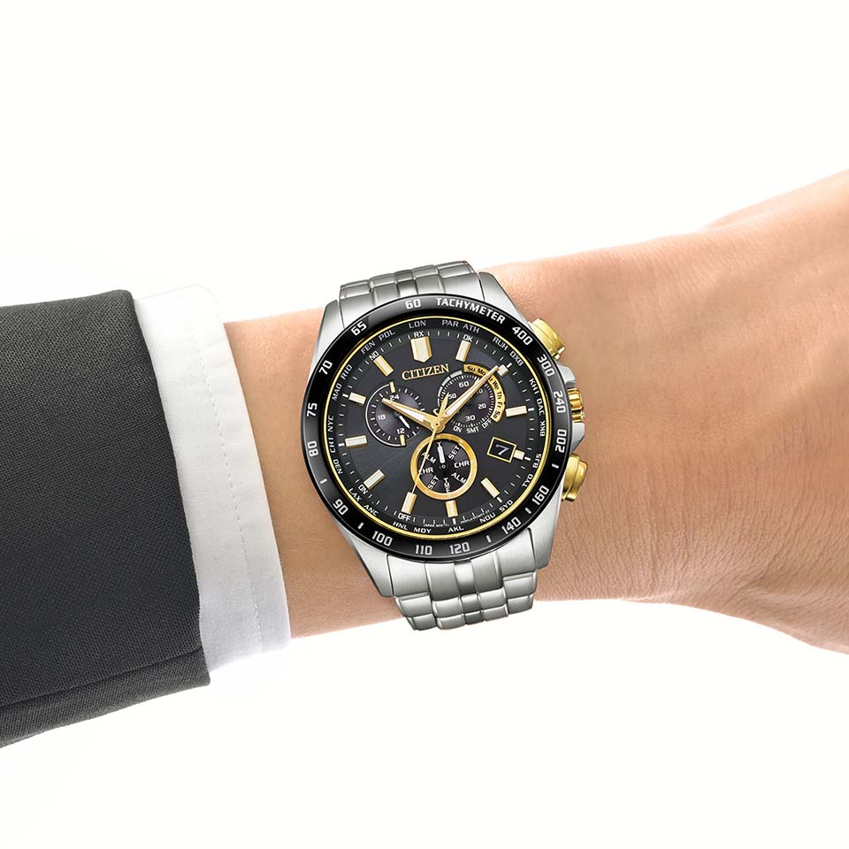 Citizen CB5879-53E นาฬิกาผู้ชาย Eco-Drive Chronograph Radio Controlled Perpetual Men's Watch