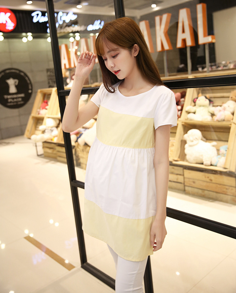 เสื้อคลุมท้อง แขนสั้น ขาวเหลือง