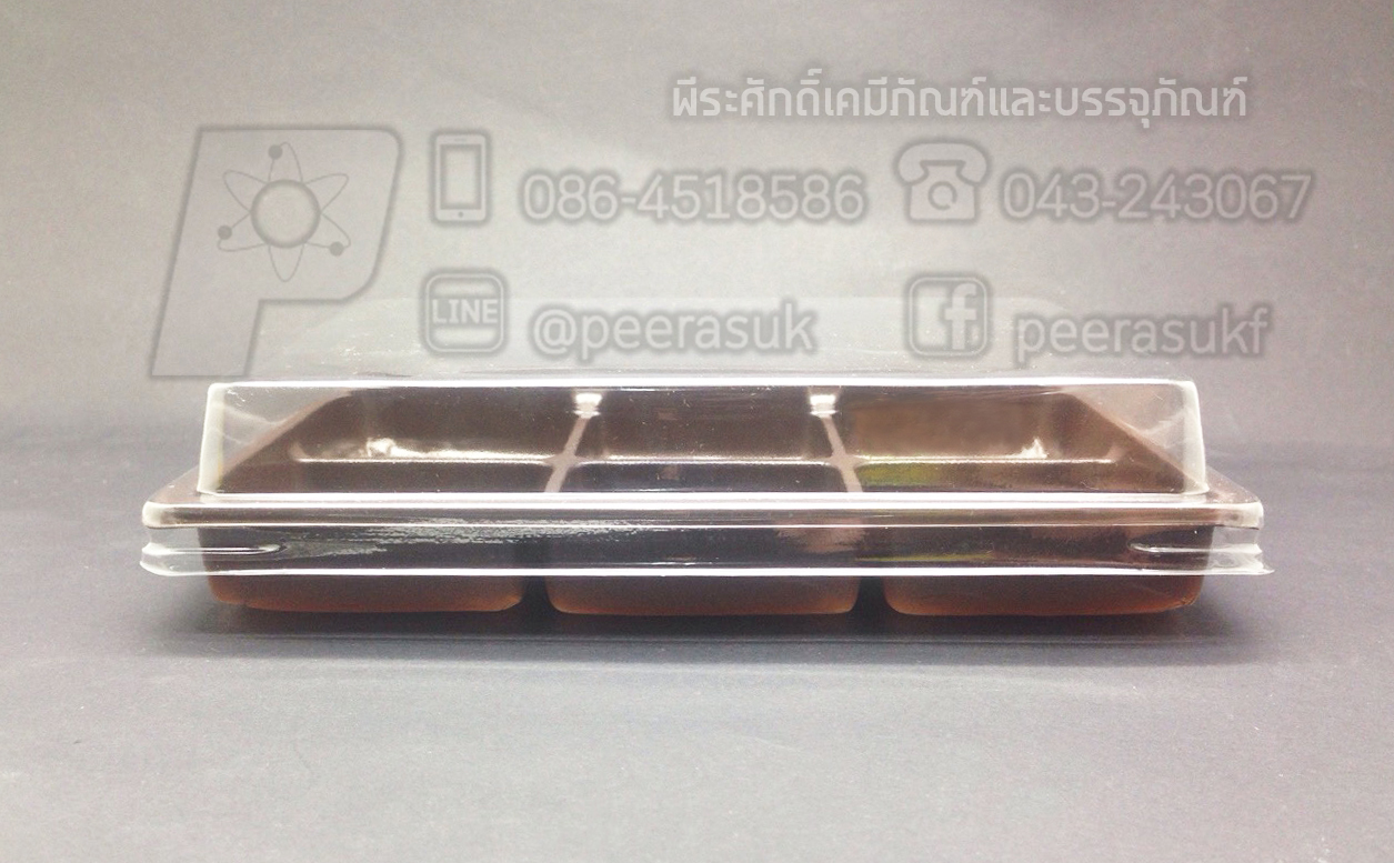 E82 กล่อง 6ช่อง ฐานน้ำตาล แพคละ 50 ใบ