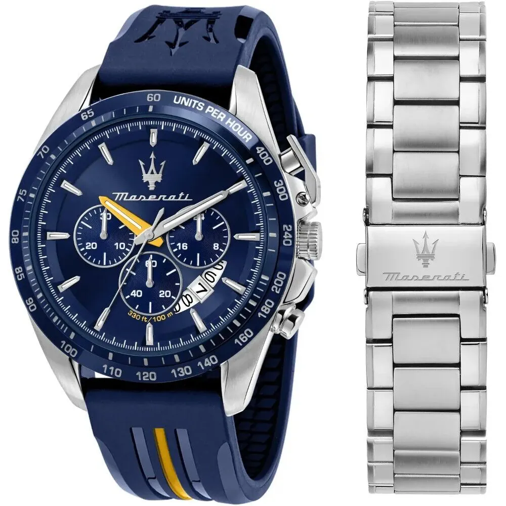 Maserati R8871612039 นาฬิกาผู้ชาย Traguardo Modena Edition Quartz Men's Watch + สายยาง