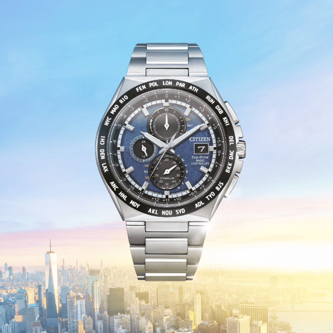 Citizen AT8238-84L นาฬิกาผู้ชาย Super Titanium Radio-Controlled World Time Eco-Drive Men's Watch