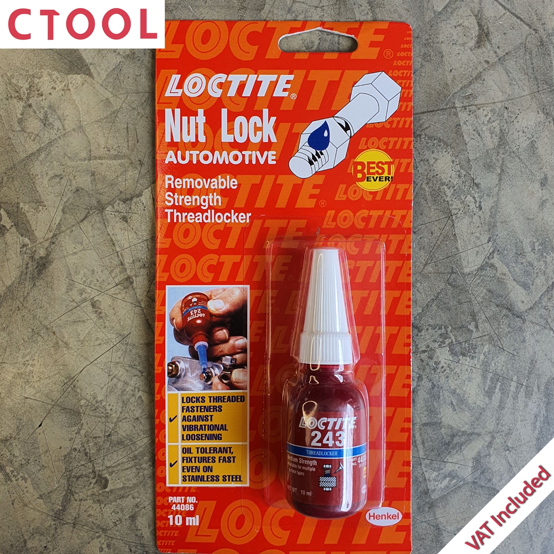น้ำยาล็อกเกลียว(ล็อคไท) 243 Loctite หยดน้ำเงิน 10 ml. ของแท้ - Authentic Removable Strength Thread Locker - ซีทูล Ctool