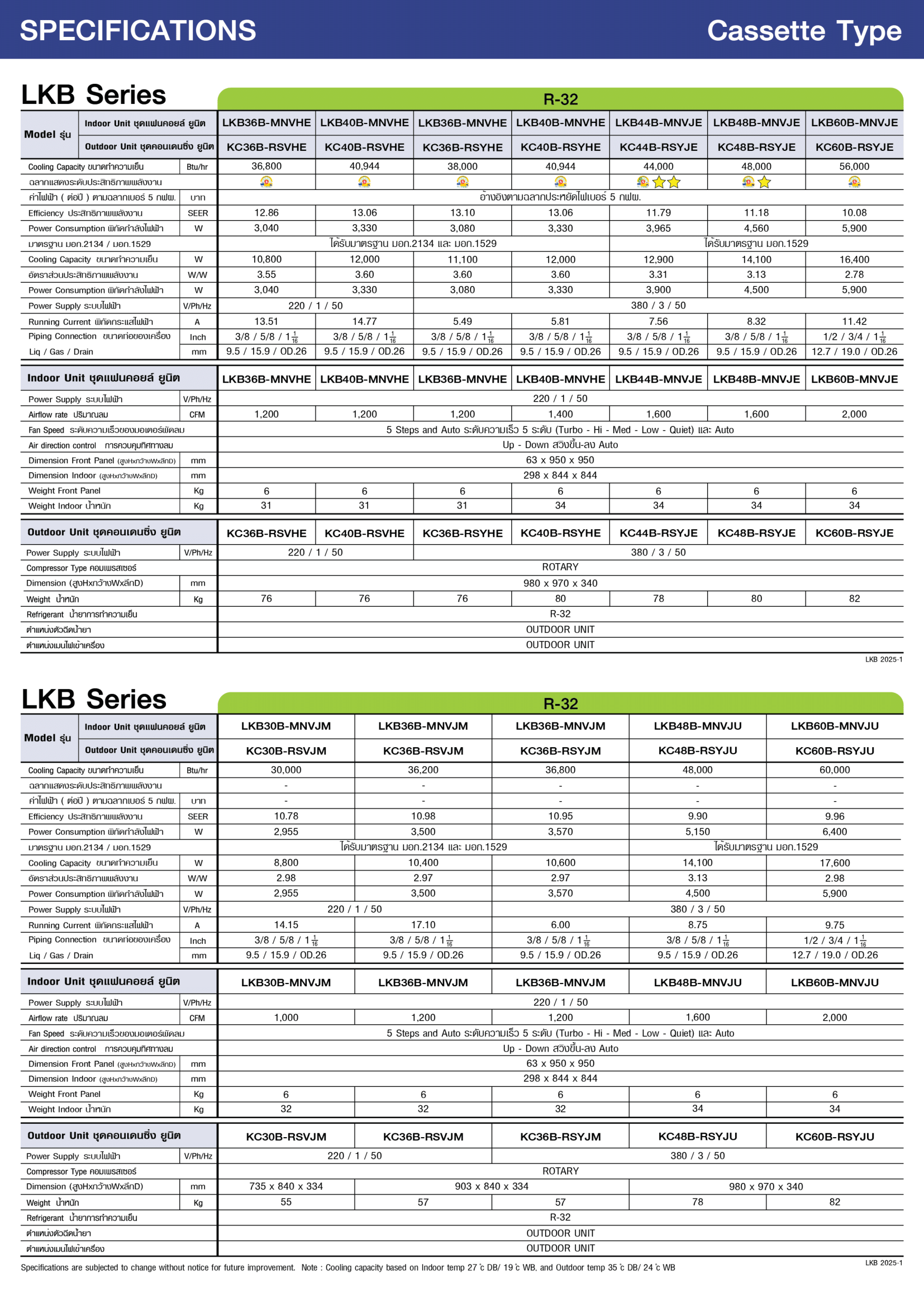 แอร์ AMENA แบบสี่ทิศทาง ขนาด 48,000 BTU รุ่น LKB48B-MNVJU/KC48B-RSYJU (FIXED SPEED)(LKB SERIES)
