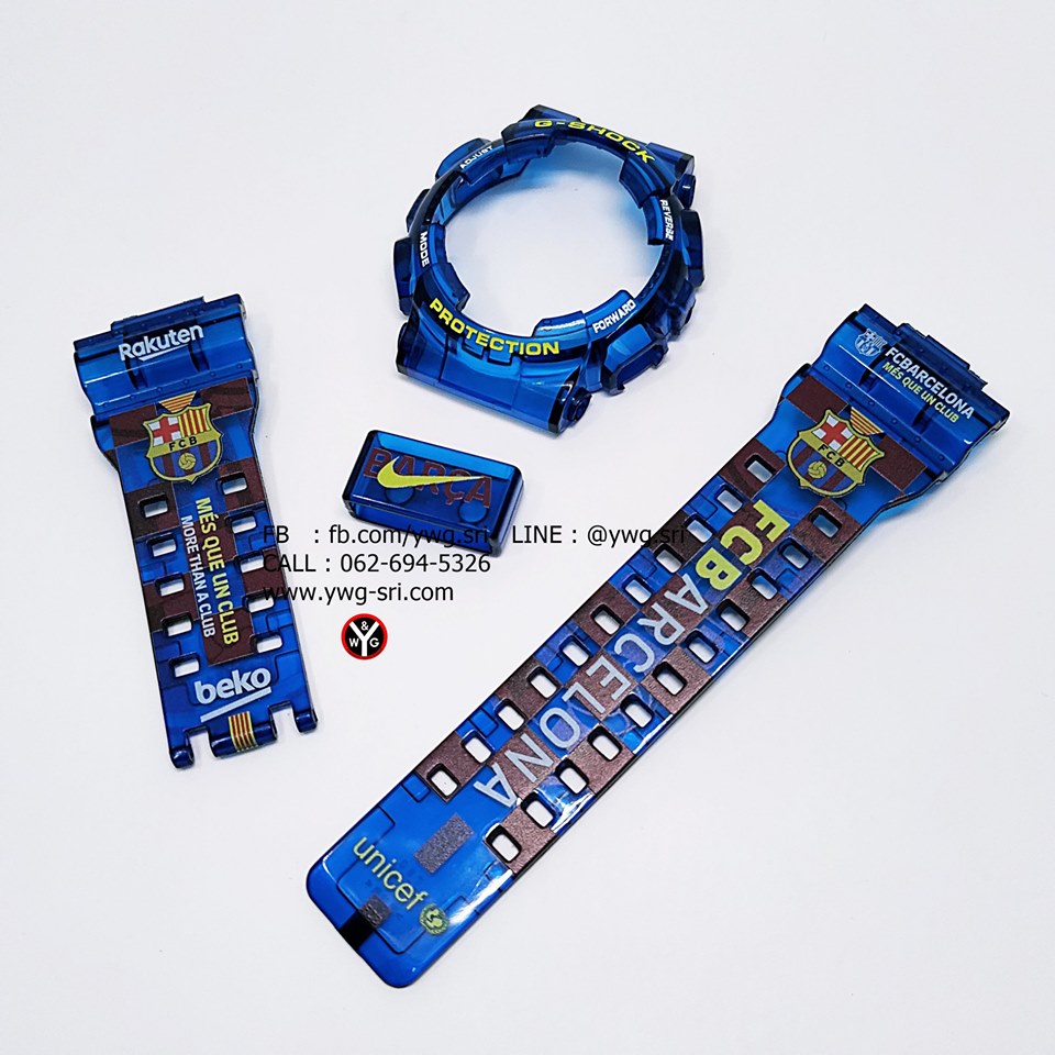 กรอบสาย G-SHOCK สีน้ำเงินใส สกรีนลาย Barcelona ใส่ได้รับรุ่น GA-100 ,GA-110 ,GA-120 ,GAX-100 ,GD-100 ,GD-120