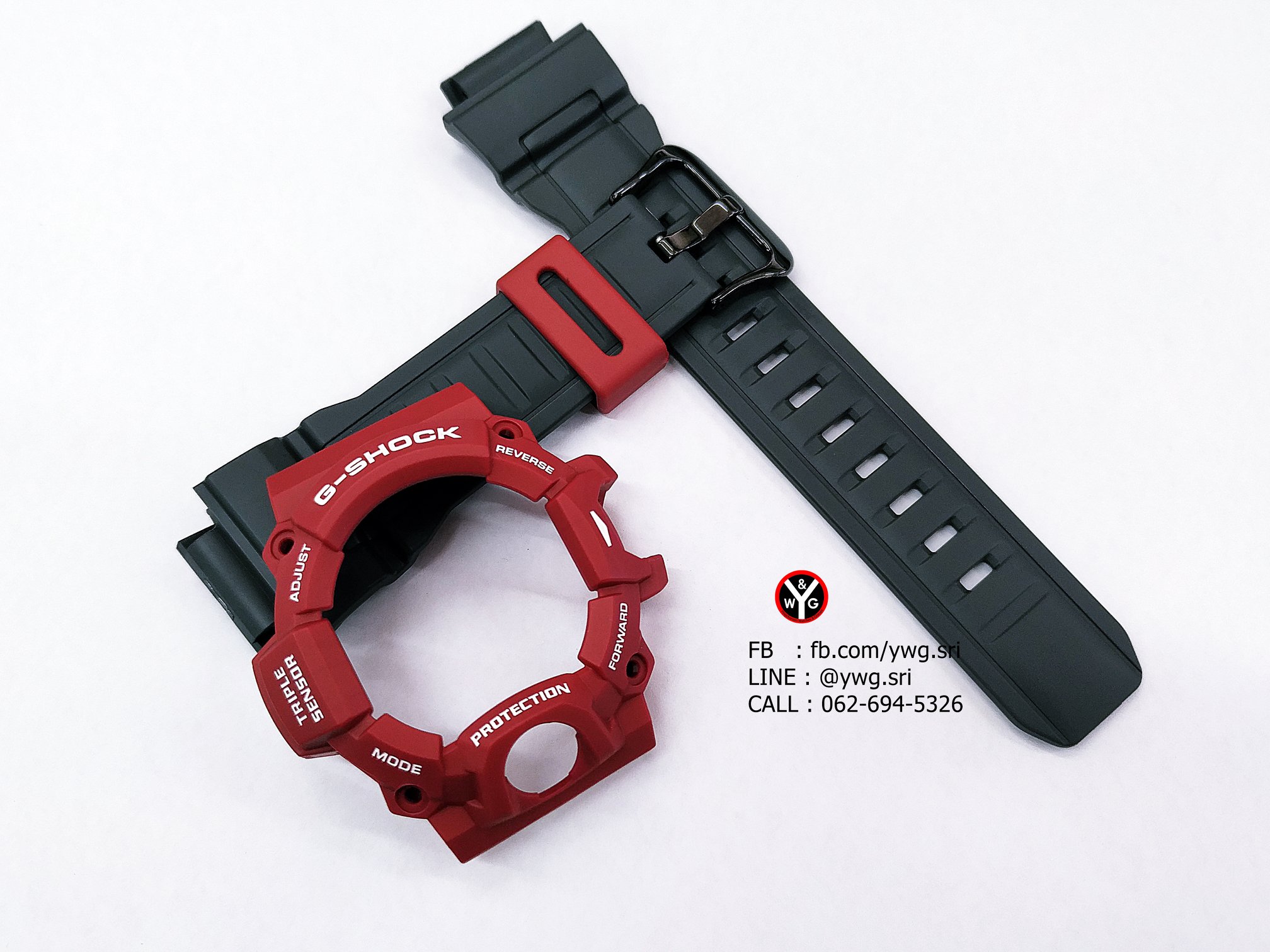 กรอบสาย G-SHOCK แท้ กรอบแดงฟร้อนขาว สายดำด้าน ใส่ได้รับรุ่น GW-9400