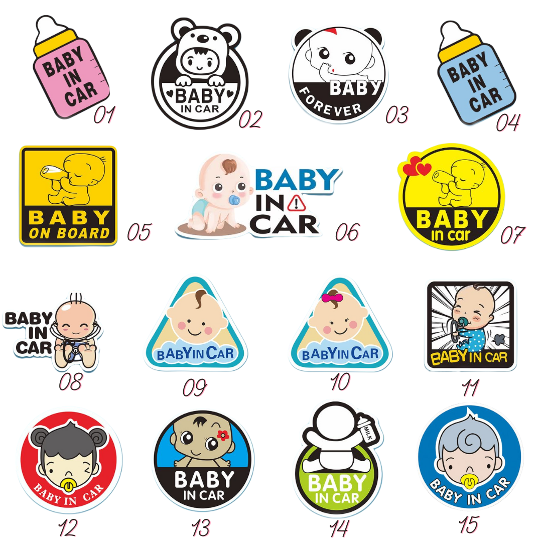 สติ๊กเกอร์ baby in car สติ๊กเกอร์อย่างดี สะท้องแสง เห็นชัดทั้งกลางวันและกลางคืน