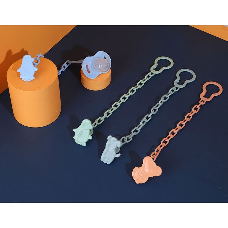 สายโซ่หนีบคล้องจุกหลอก สายโซ่คล้องยางกัด ยึดติดเสื้อเด็ก (BPA-Free)