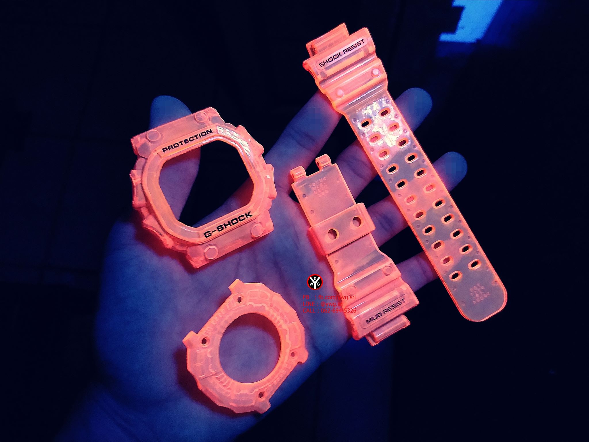 กรอบสาย(ใส) G-SHOCK สีส้มสะท้อนแสง ใส่ได้รับรุ่น GX-56