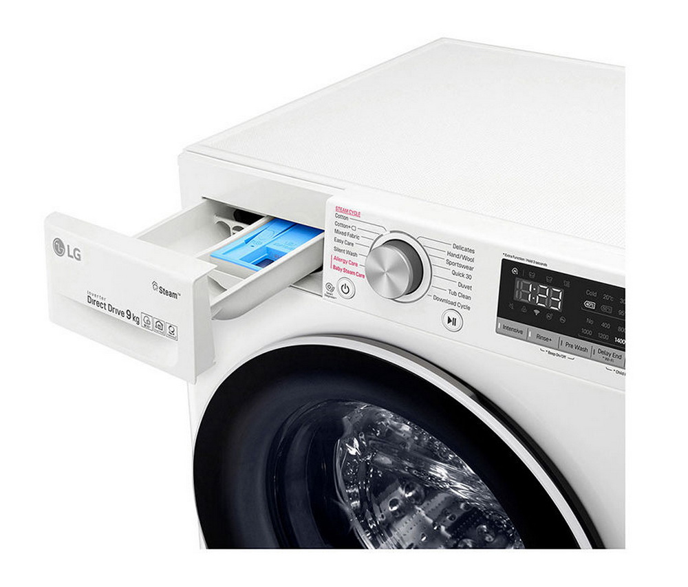 เครื่องซักผ้าฝาหน้า LG 9 กก. สีขาว 1400RPM inverter รุ่น FV1409S4W