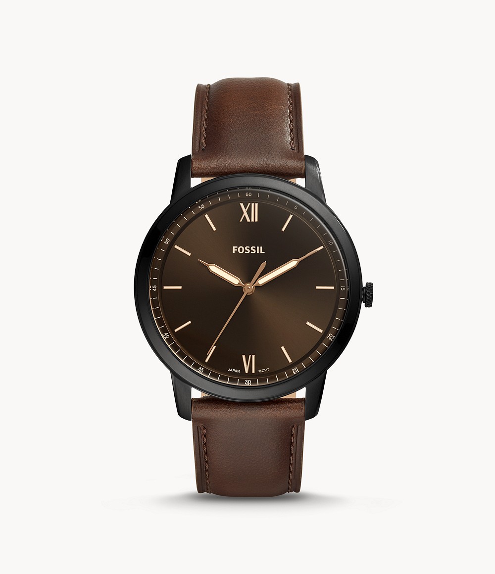 Fossil FS5551 นาฬิกาผู้ชาย Minimalist Three-Hand Brown Leather Watch Quartz Men's Watch