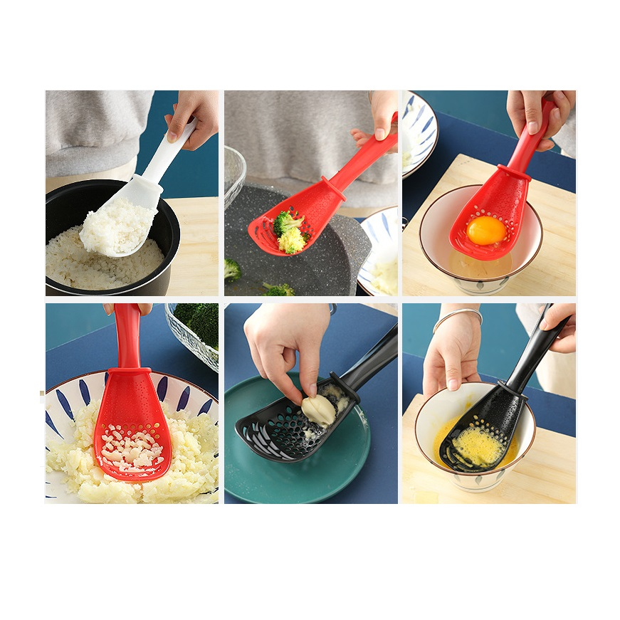 ทัพพีด้ามยาว ขูด บด กรองอาหาร ช้อนเอนกประสงค์ ช้อนกรอง