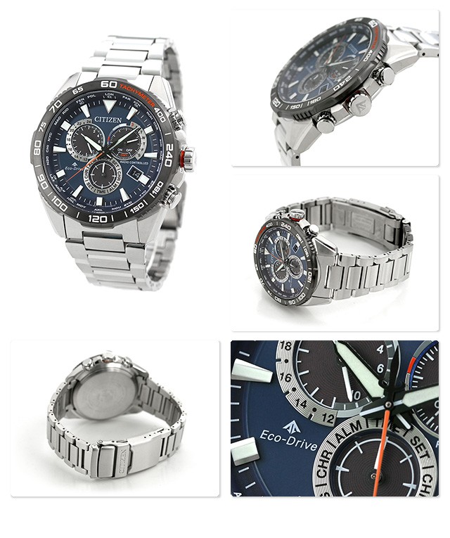 Citizen CB5034-82L นาฬิกาผู้ชาย Promaster Land Eco-Drive Global Radio-Controlled Perpetual Calendar Chronograph Men's Watch