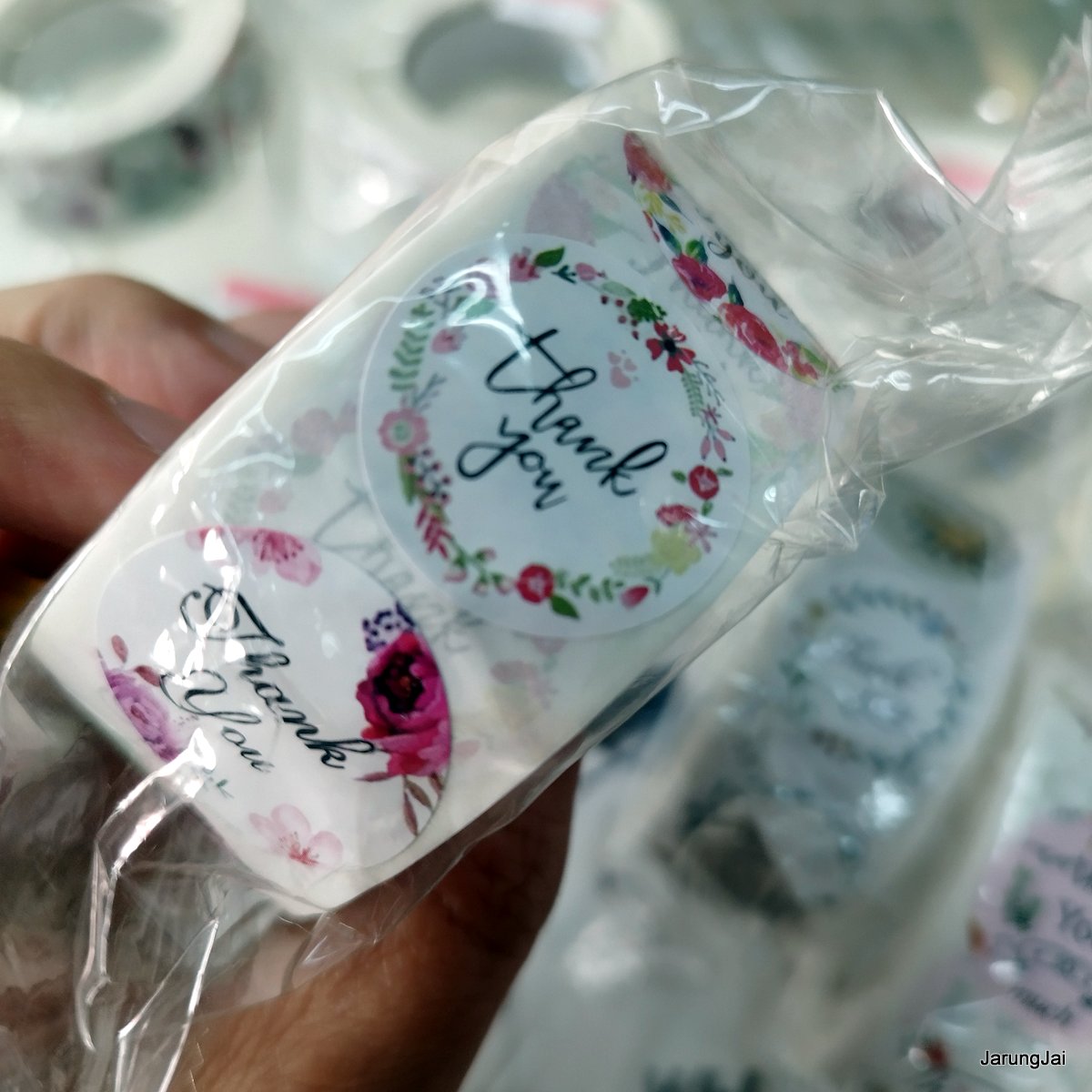 สติ๊กเกอร์ขอบคุณ ขนาดเล็ก จำนวน 500 ดวง thank you sticker คละลาย สติ๊กเกอร์ขอบคุณศรีสะเกษ