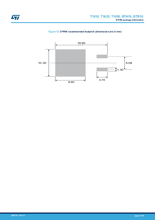 TRIAC BTA16-600B ST ไตรแอค 16A 600V Gate Trigger Current 100mA