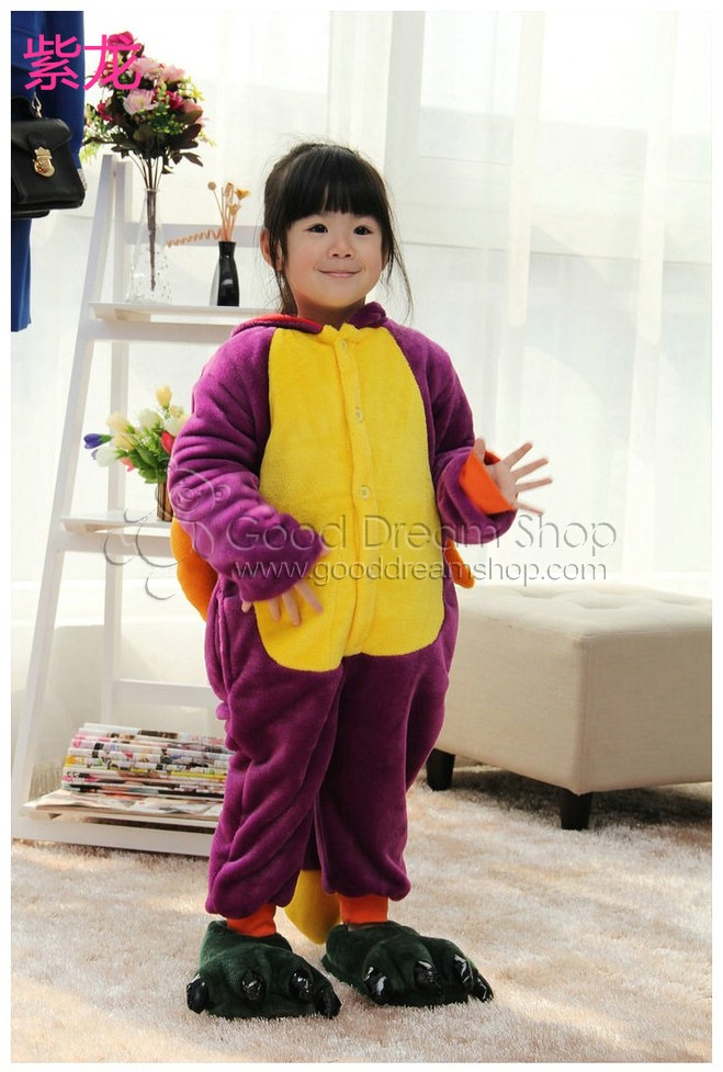 ชุดนอนมาสคอตเด็ก มังกรม่วง