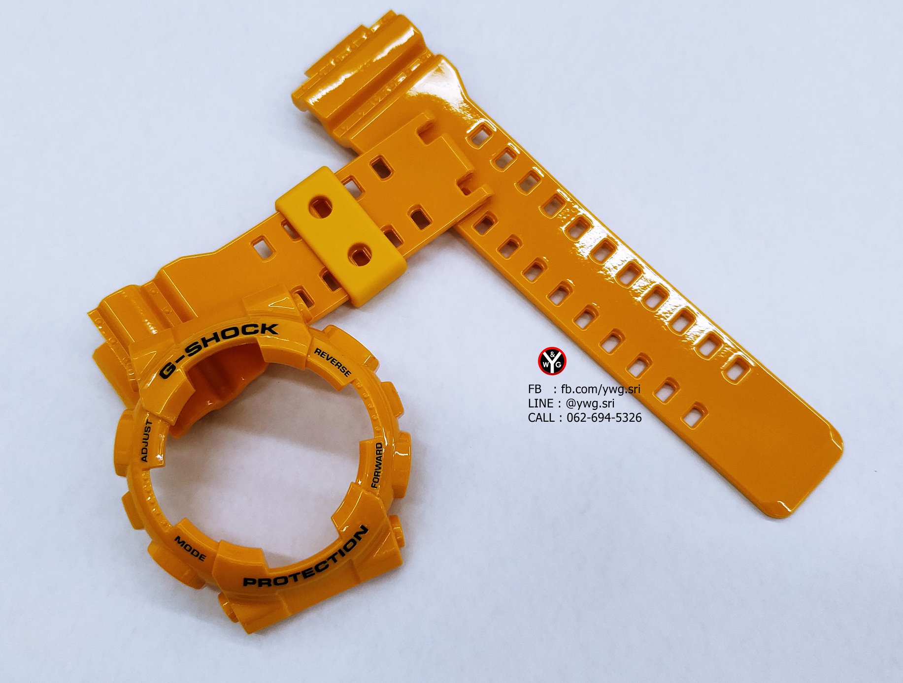 กรอบสาย G-SHOCK แท้✅ สีเหลืองเงาฟอนต์ดำ ใส่กับรุ่น GA-100 ,GA-110 ,GA-120 ,GA-140 ,GAX-100 ,GD-100 ,GD-120
