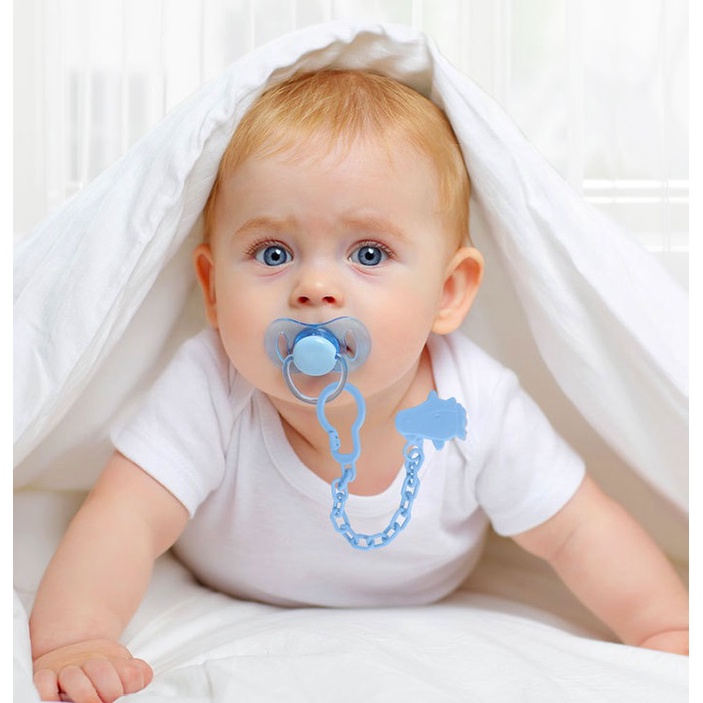 สายโซ่หนีบคล้องจุกหลอก สายโซ่คล้องยางกัด ยึดติดเสื้อเด็ก (BPA-Free)