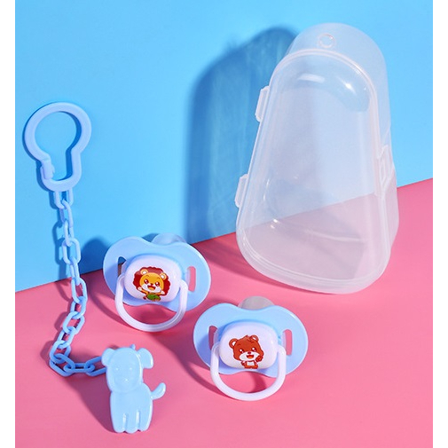 ชุดจุกนมหลอก 2 ชิ้น (พร้อมสายคล้อง และ กล่องเก็บ)