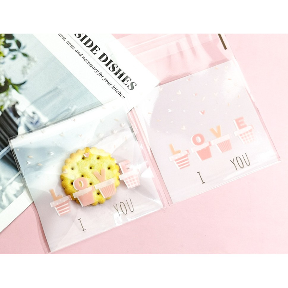 ถุงคุ๊กกี้ ฝากาว ขนาด 7x7 ซม. (95-100 ใบ) ลายพิเศษ