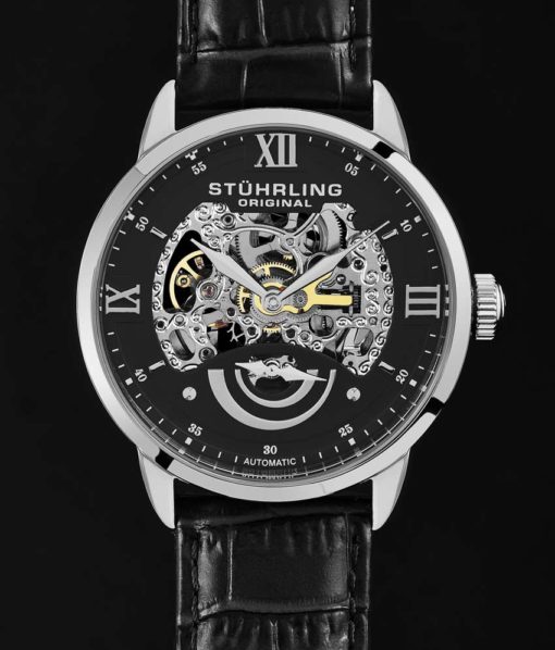 Stuhrling Original 574.02 นาฬิกาผู้ชาย Stuhrling Original รุ่น 574.02, Executive II Stainless Steel Genuine Leather Strap Men's Watch