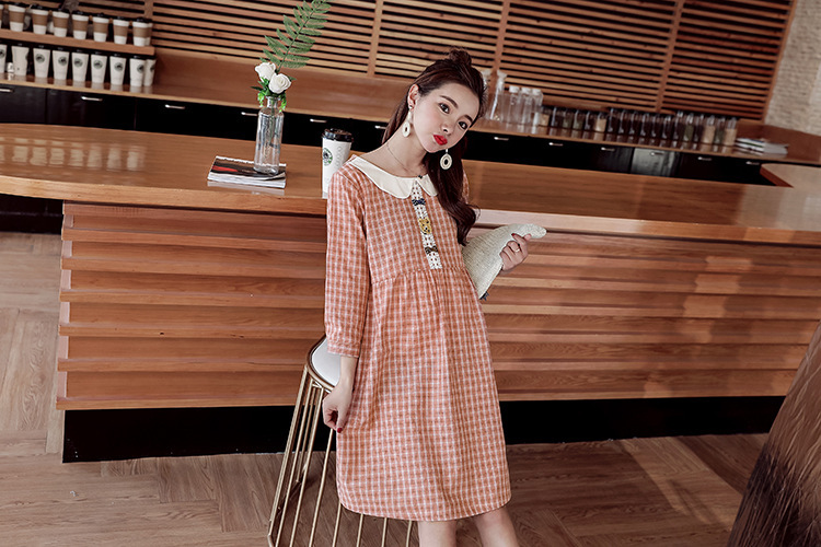 ชุดคลุมท้องสไตล์เกาหลีแขน4ส่วน ลายน่ารัก สีพาสเทล คอบัว มีเชือกปรับขนาดครรภ์ M L XL XXL