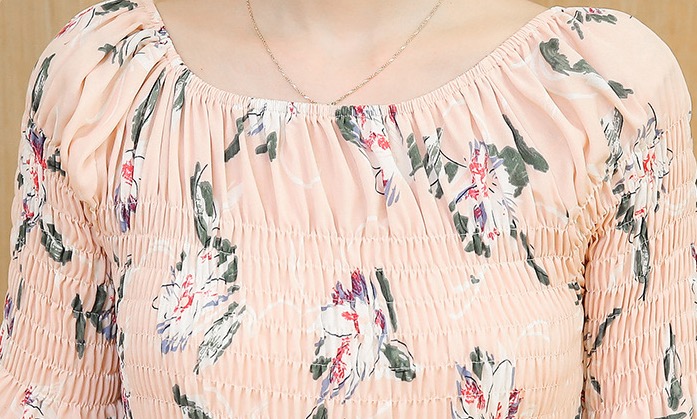 ชุดคลุมท้องเกาหลี เปิดไหล่ก็ได้ แขน3ส่วน ปลายแขนระบาย M,L,XL,XXL