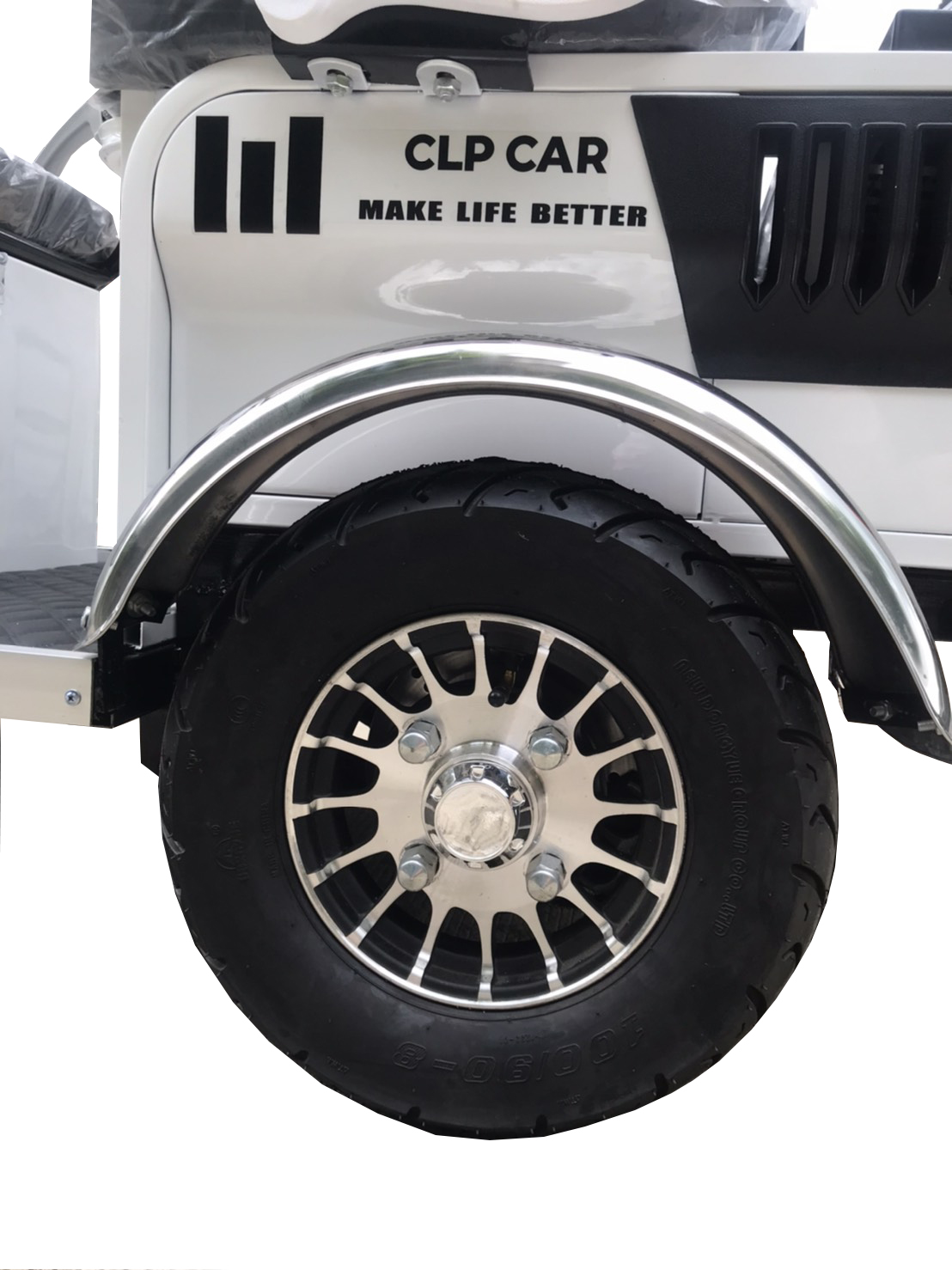 รถไฟฟ้า 4 ล้อ 3 ที่นั่ง รุ่น M-01 ยี่ห้อ CLP CAR สีขาว ขับแฮนด์บิด